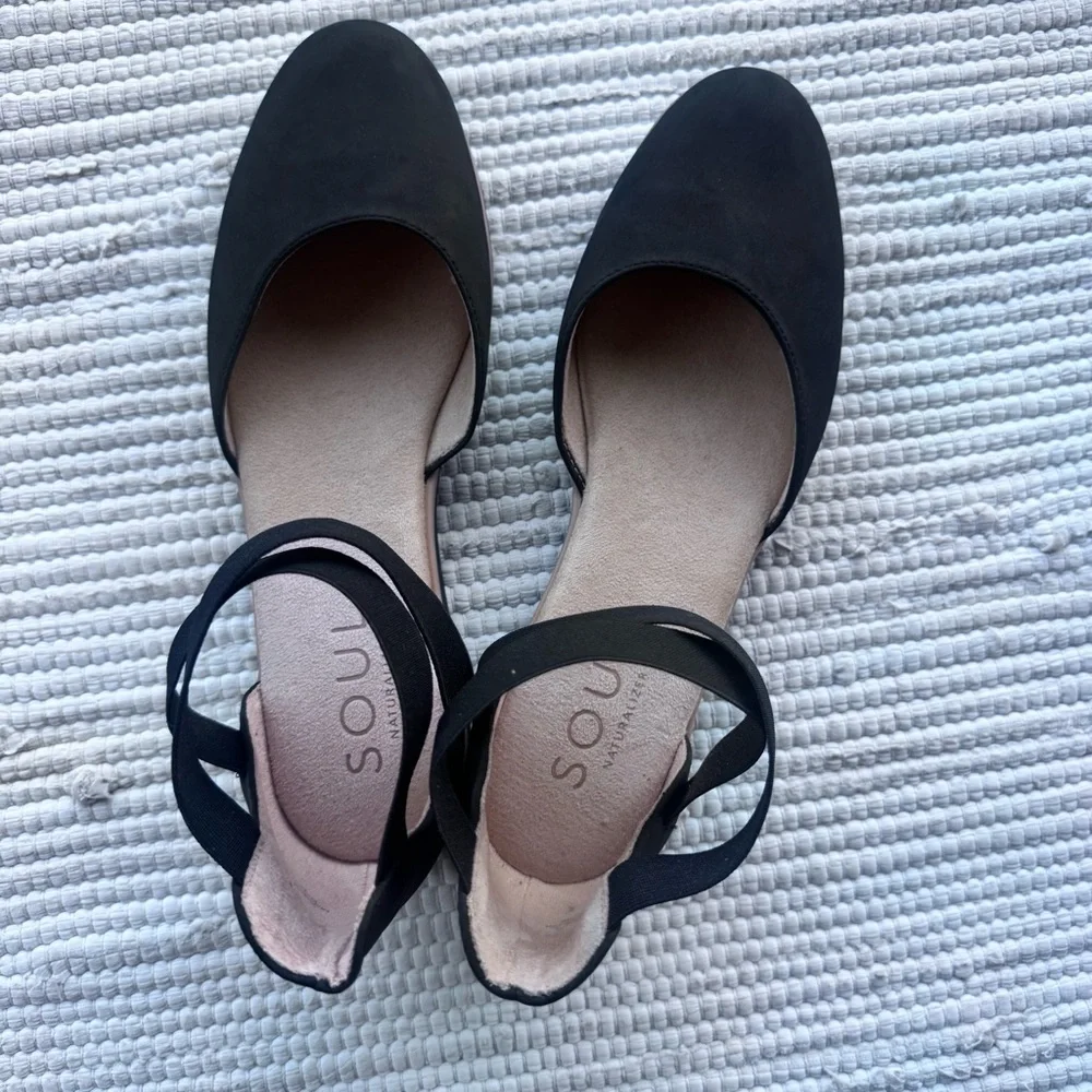 SOUL Naturalizer Comfort Flats Crisscross Stretch Black Size 9